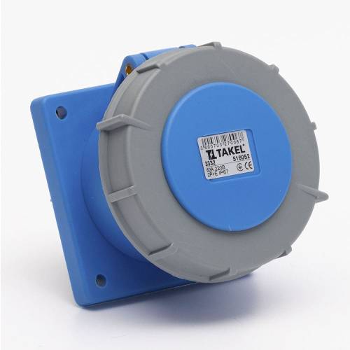 Розетка стаціонарна внутрішня 3332 63А 230В 2Р+Е IP67 Argent TAKEL