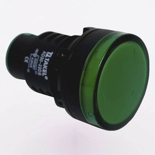 Светодиодный индикатор  AD30-30DS 230v АC/DC, зеленый TAKEL
